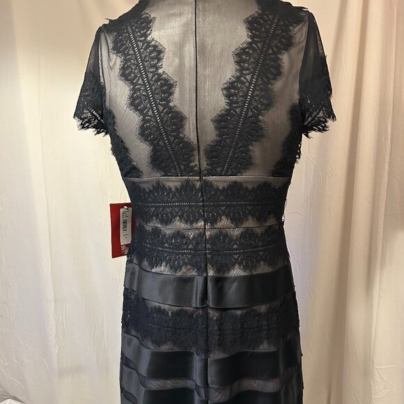 (NWT) Elegant Cocktail Dress; Lace & Satin Accents From JS Collection (Size 10) - Picture 4 of 10